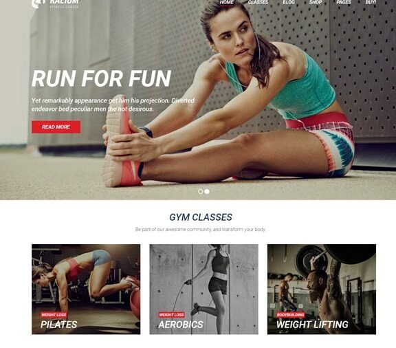 fitness center web design service