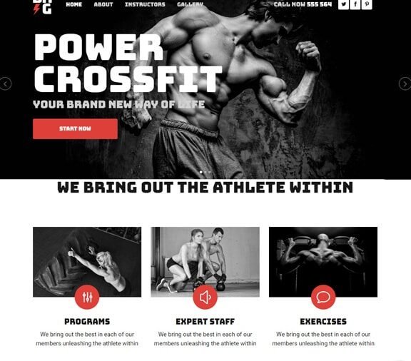 fitness gym web design service