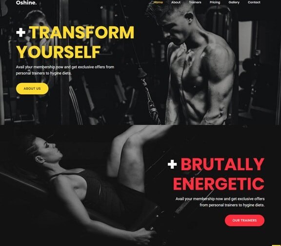 fitness gym web design service