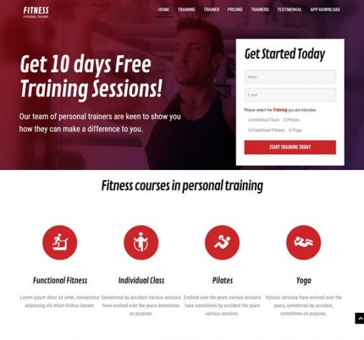 Fitness Trainer web design service