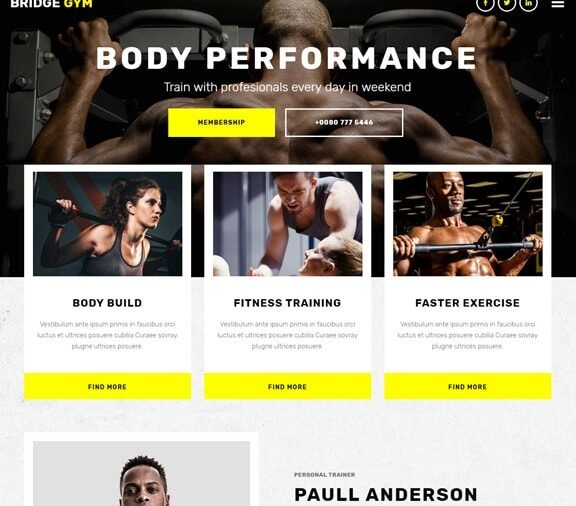 fitness web design service