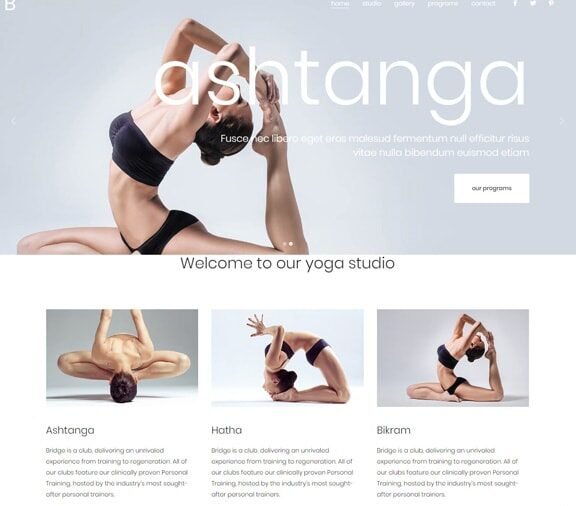 yoga web design service