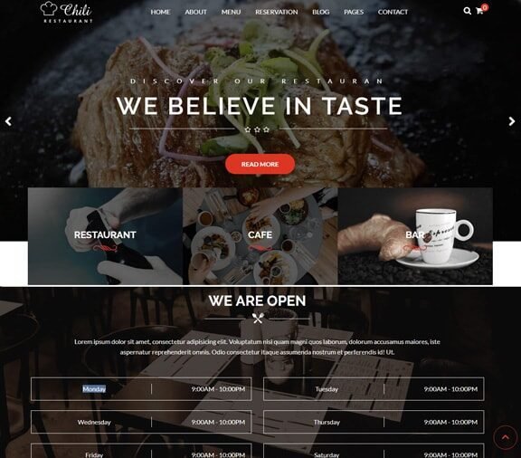 restaurant website design service