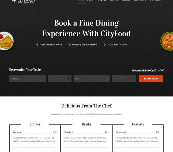 restaurant website design service
