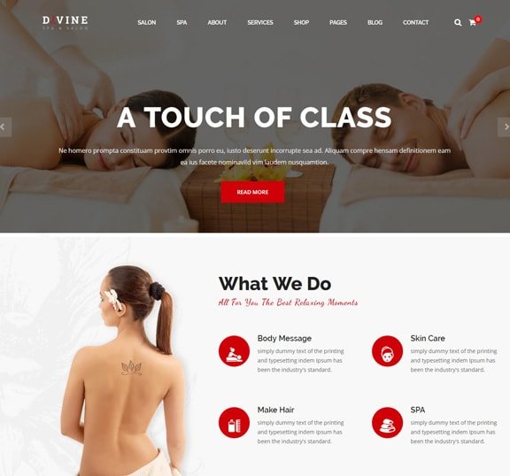 spa salon website design service