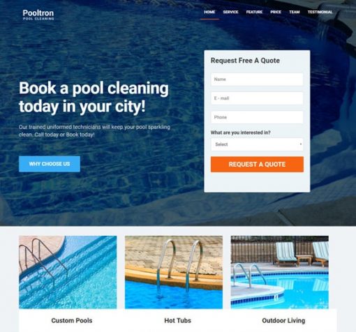 Pool Cleaning Services web design