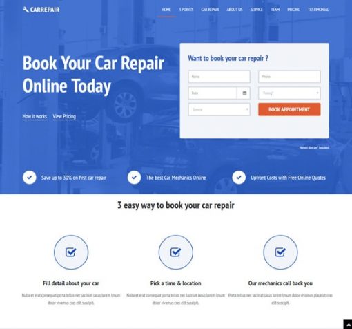 Car Repair Services web design