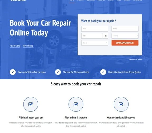 Car Repair Services web design