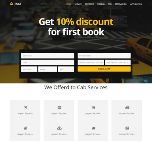 Taxi Booking Services web design