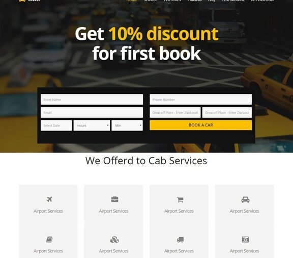 Taxi Booking Services web design