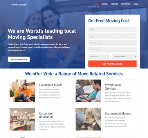 Moving Services web design