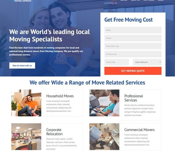 Moving Services web design