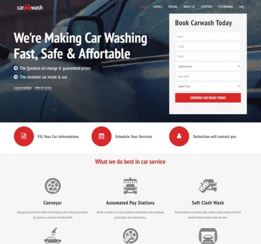 Car Wash Services web design