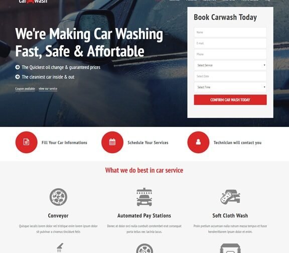Car Wash Services web design